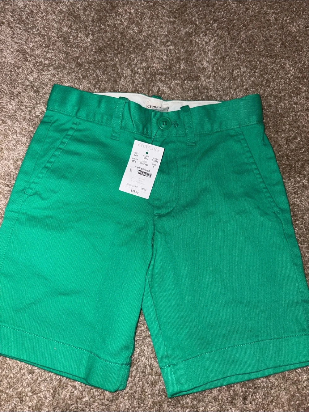 Crewcuts Bright Green Flat-Front Chino Shorts